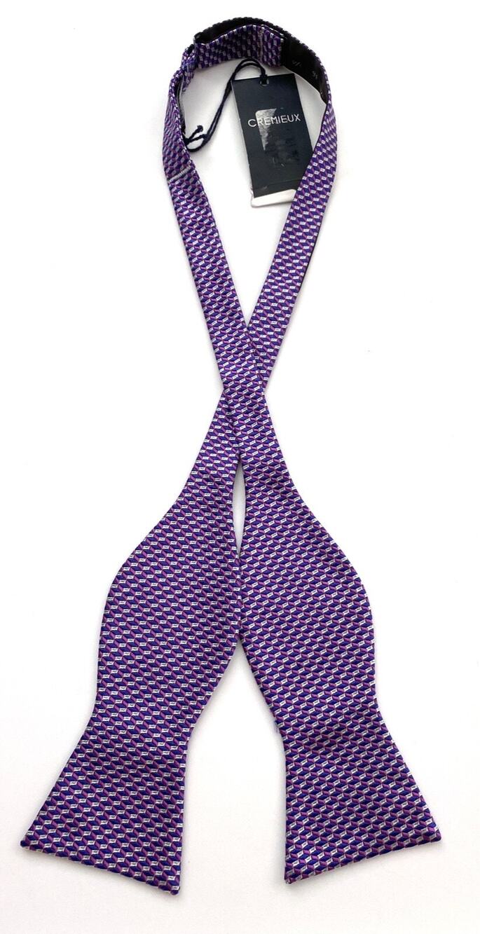Daniel Cremieux Nwt 100% Silk Purple Pink Geo Bowtie Bow tie